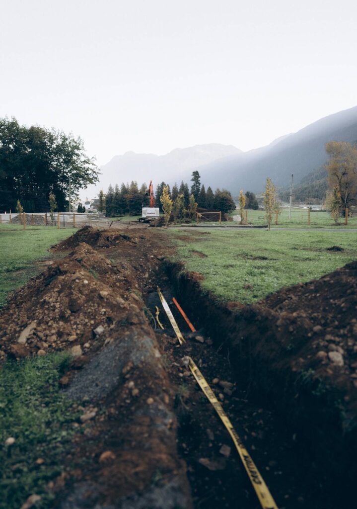 Septic dispersal field installation on a rural Boston Bar property