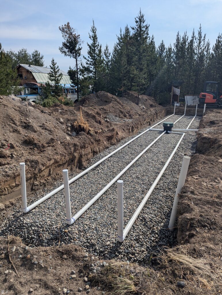 Septic drain field installation on a rural Maple Ridge acreage