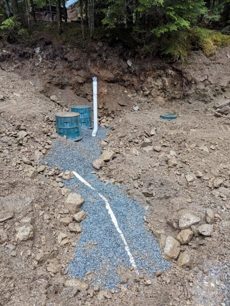New septic tank installation for a home in Bridal Falls, British Columbia