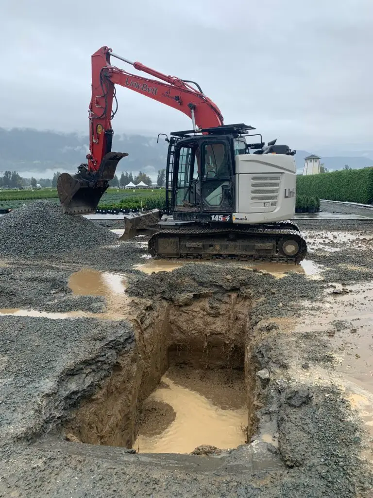 Septic drain field installation on a rural Maple Ridge acreage