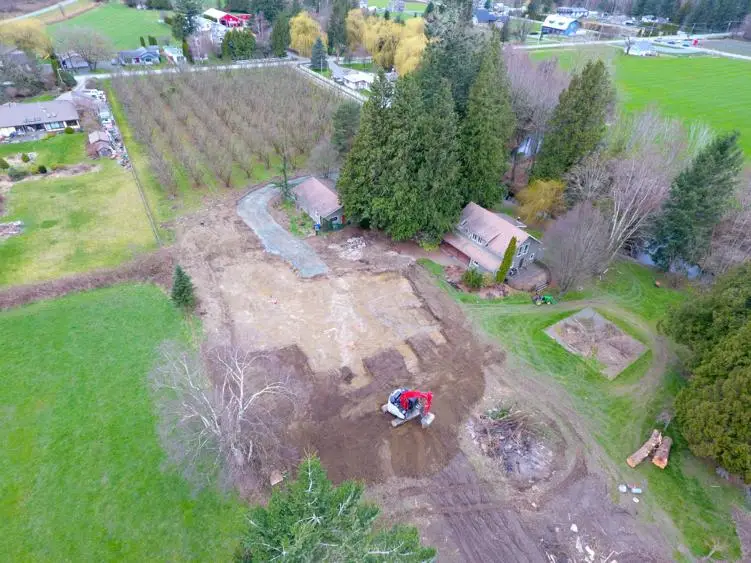 Septic drain field installation on a rural Maple Ridge acreage