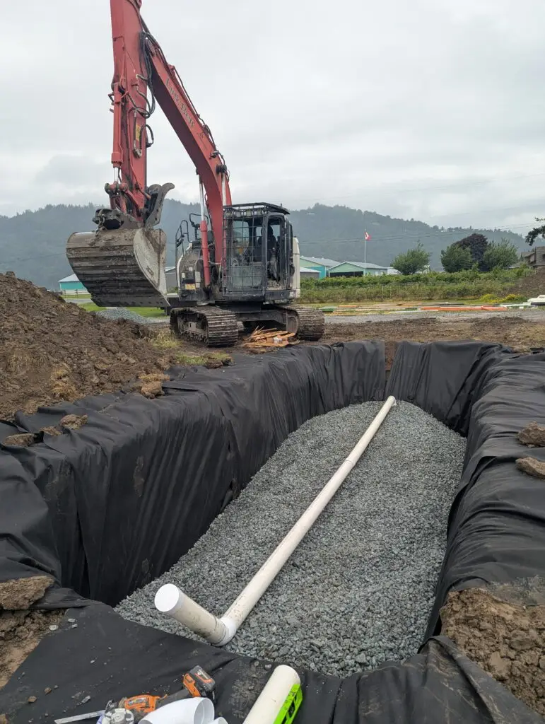 Excavator preparing a Greendale property for septic system installation