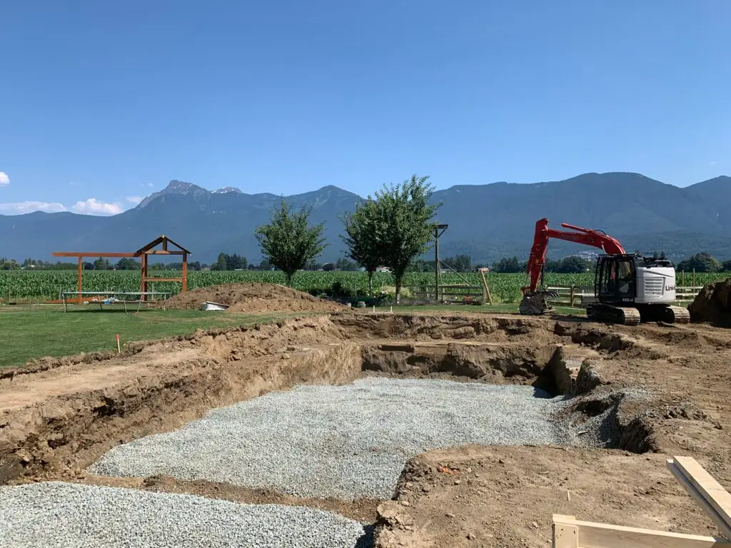 Residential septic tank being installed in Agassiz, British Columbia