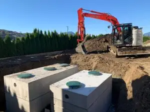 Septic system installation on a residential property in Agassiz, BC