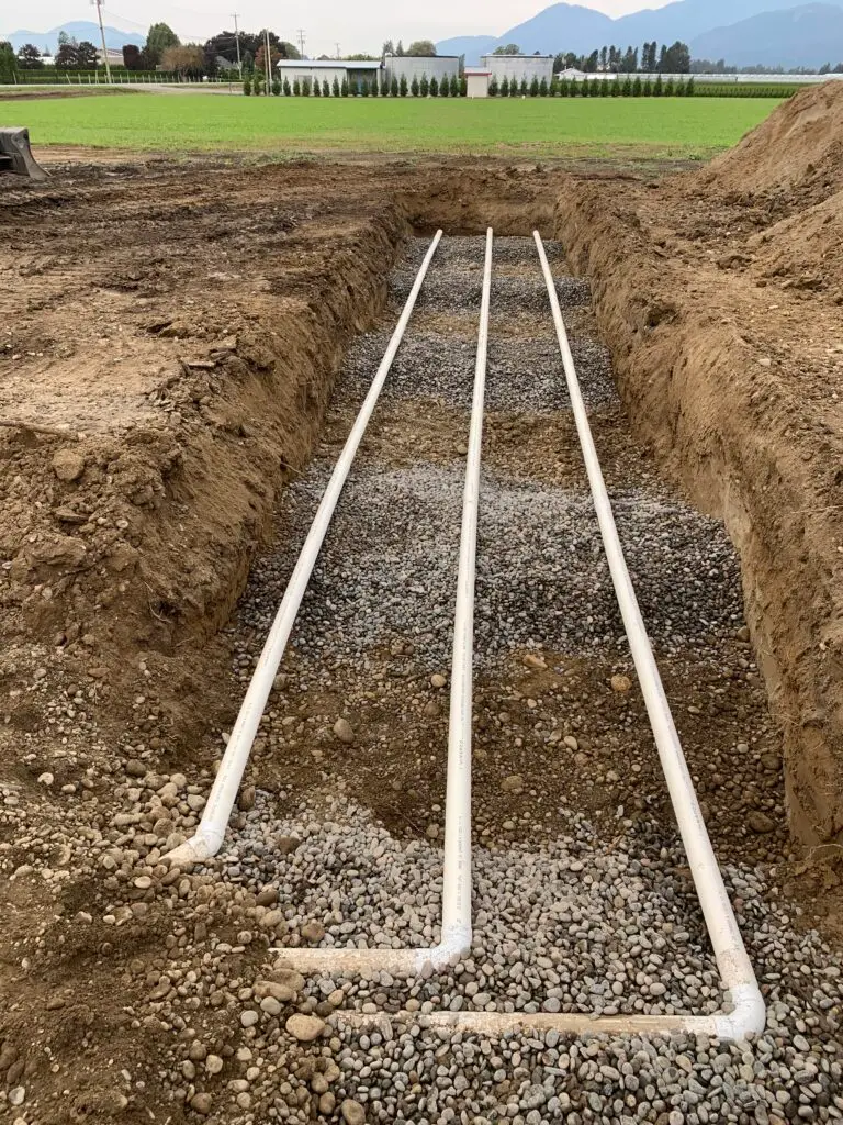 Septic drain field installation on a rural Delta acreage