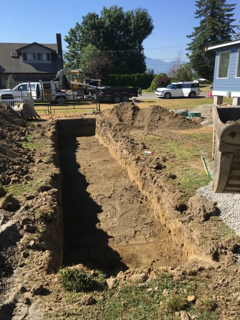 Excavator preparing an Aldergrove property for septic system installation