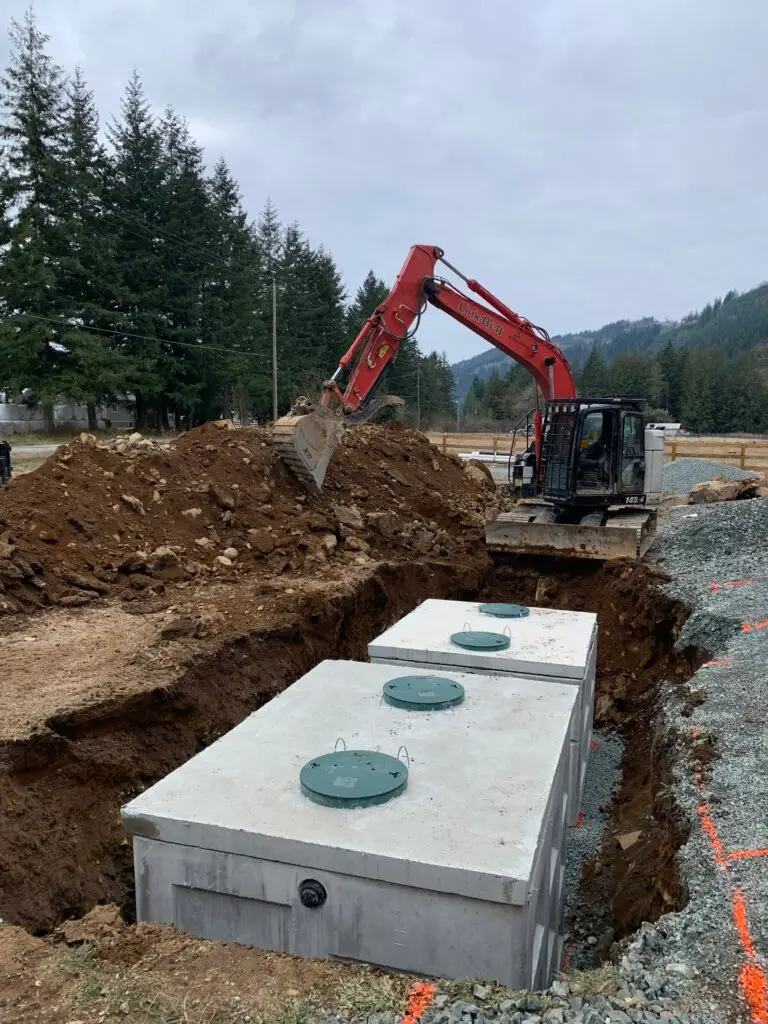 Excavator preparing a Langley property for a new septic system