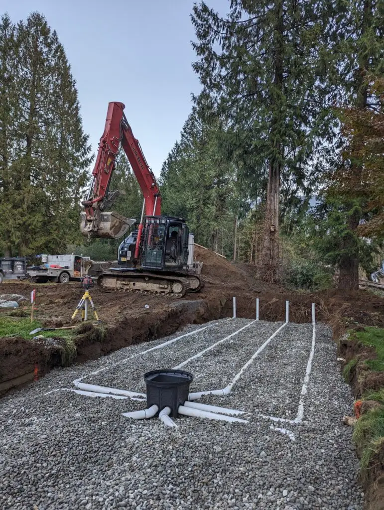 Septic system installation on a mountain property in Sunshine Valley, BC
