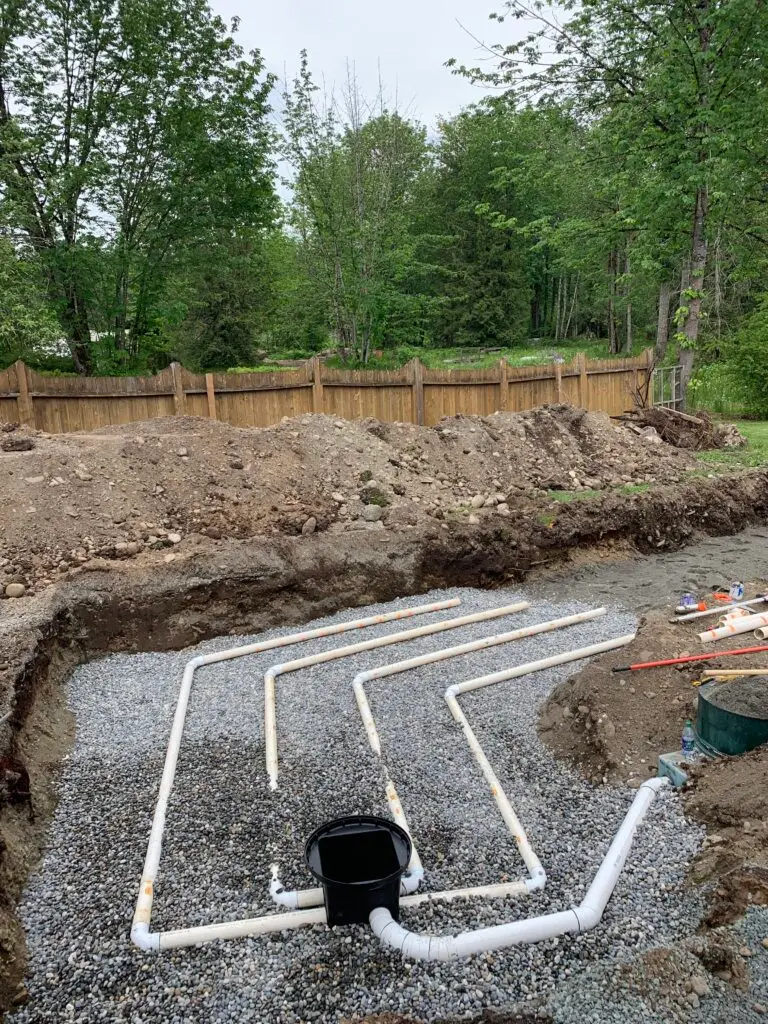 Professional excavation for a new residential septic system in Langley