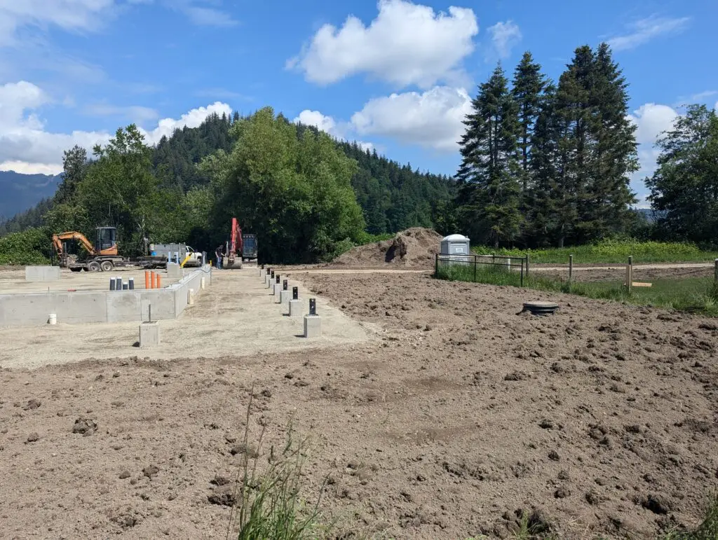 Septic drain field installation on a rural property near Merritt, BC